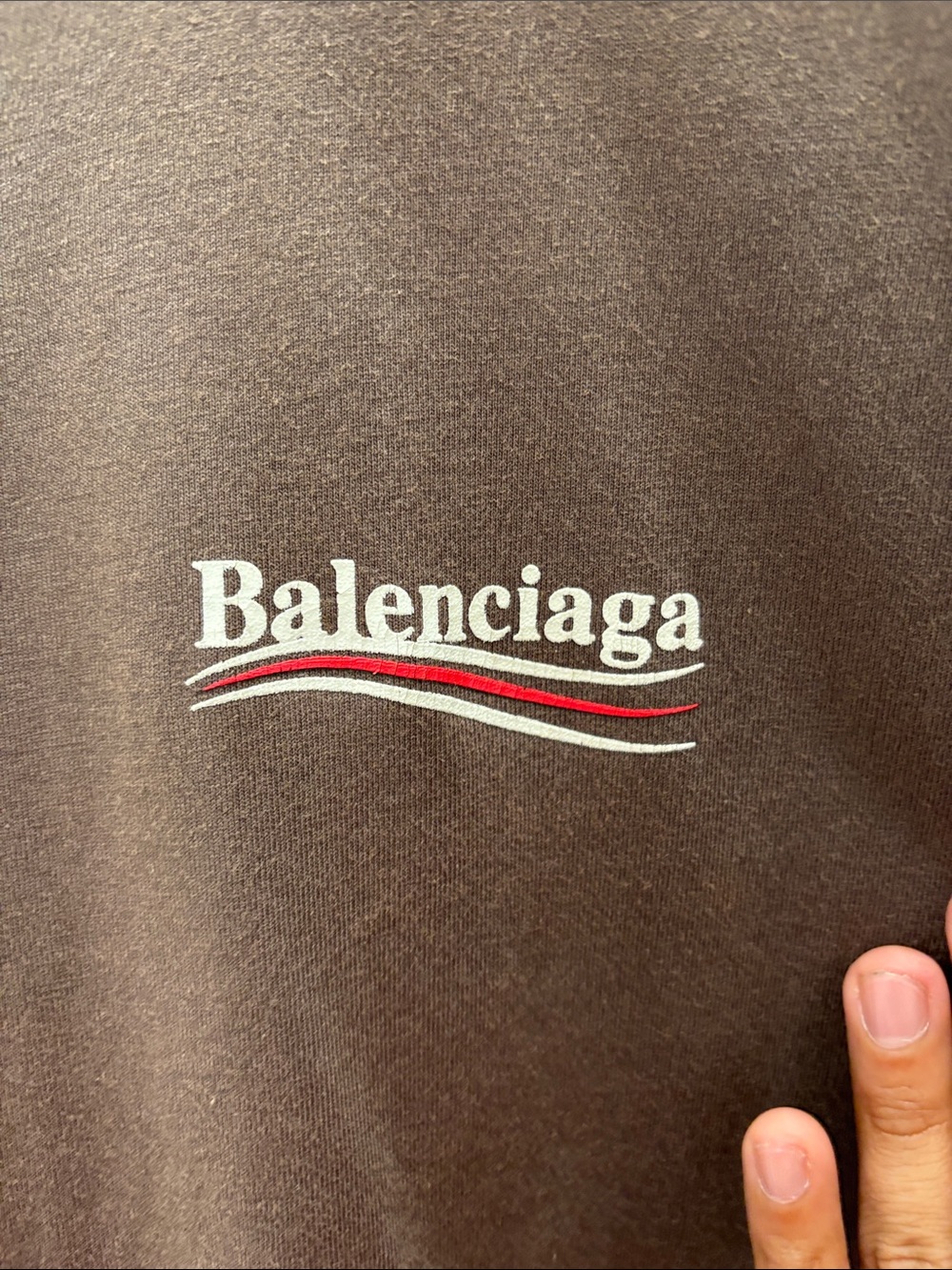 Balenciaga Political Campaign Distressed Cracked Logo Shirt In Rust Black
